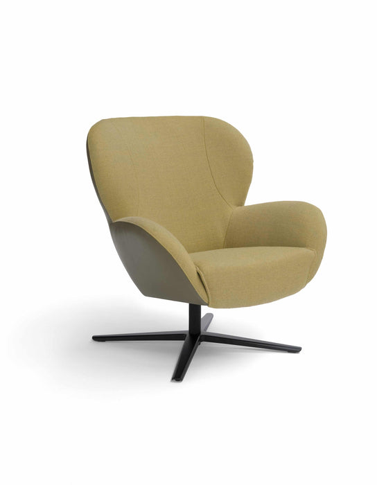 legendary draaifauteuil leder lucca pine stof ploegwool geel