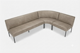 leren hoek eetbank met ronde hoek clare in showroom