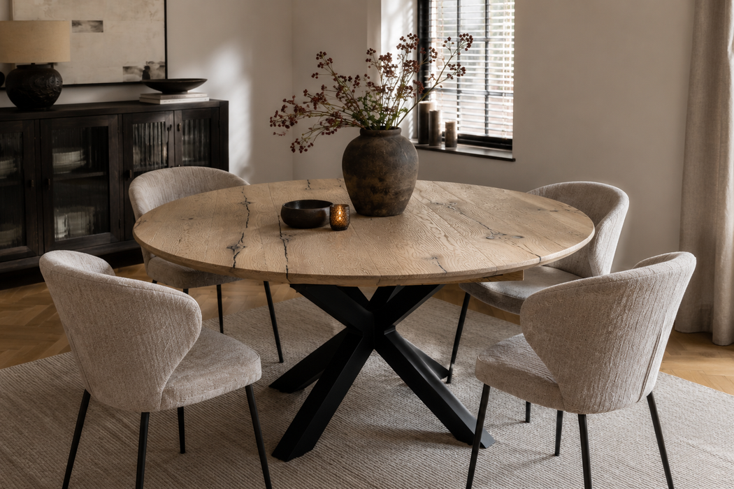 licht eiken ronde uitschuiftafel levi
