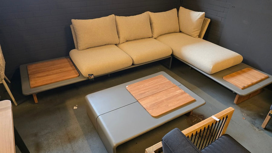 loungeset apple bee prototype grijs/teak/oyster