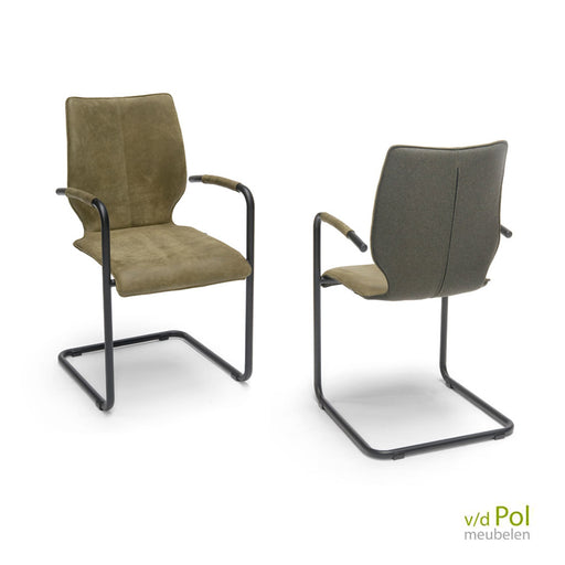 Groene lunette brees new world stoel met leuning zwart