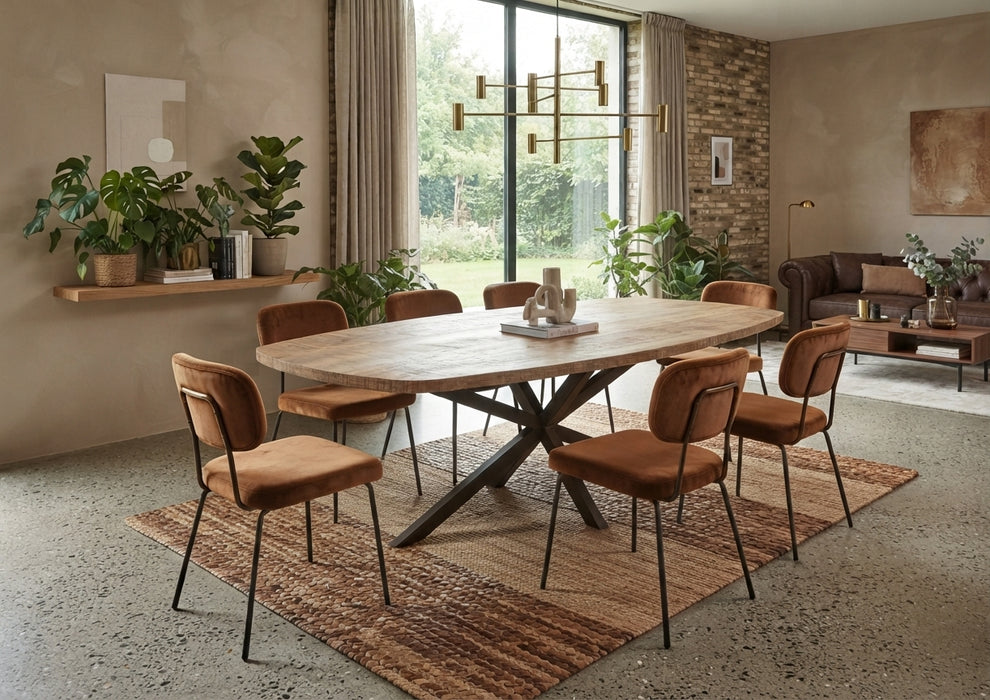 mango lamulux deens ovaal uitschuifbare eettafel mito anodic brown frame