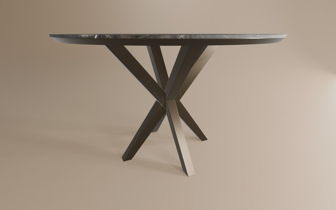 marble bromo vince eettafel met anodic brown frame