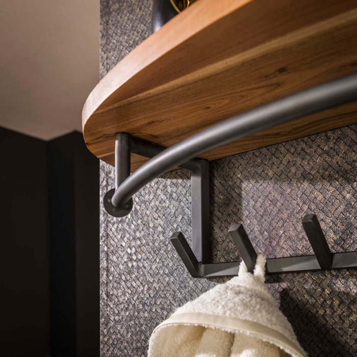 organische houten kapstok round met haken en kleerhangers