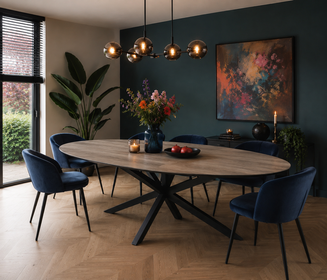 ovale uitschuiftafel grey oak lamulux verona