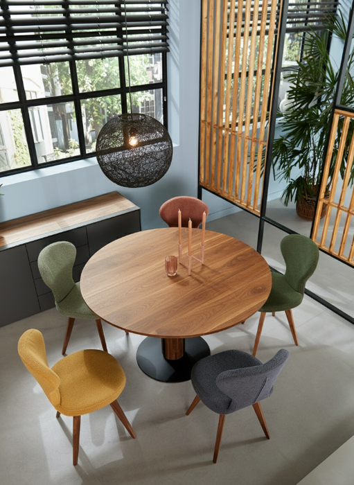 ronde eettafel steely brees new world eiken