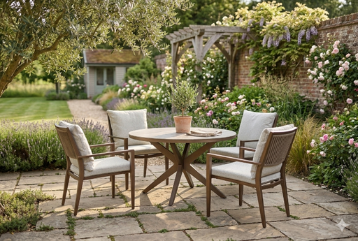 ronde tuinset calma bronze 4 personen marinha stoel 