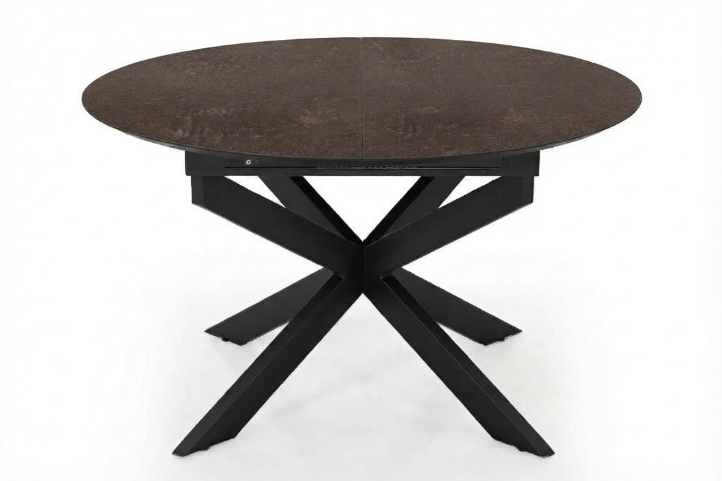 ronde uitschuifbare eettafel hpl bronze levi