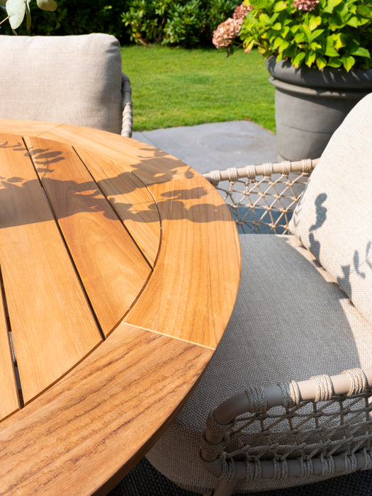 saba low dining tafel ronde teak tafel latte fram taste 4 seasons outdoor