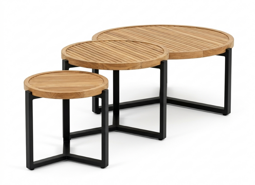 salontafel monaco teak zwart frame apple bee