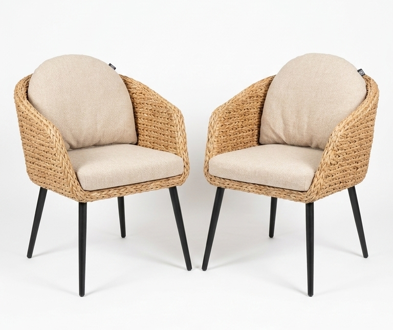 set van 2 tuinstoelen bananenblad  en oyster kussens applebee prototype