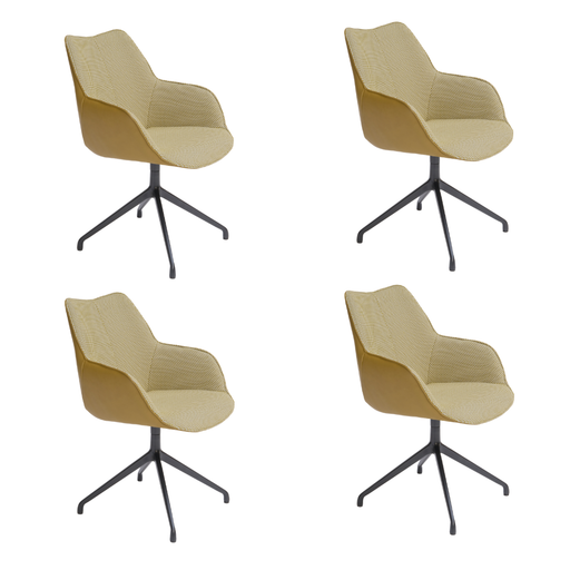 set van 4 eetkamerstoelen in duobekleding twilight leer kiwi en stof in grape kleur