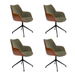 set van 4 stoere duobekleding eetkamerstoelen Groene stof & Twilight leder bruin
