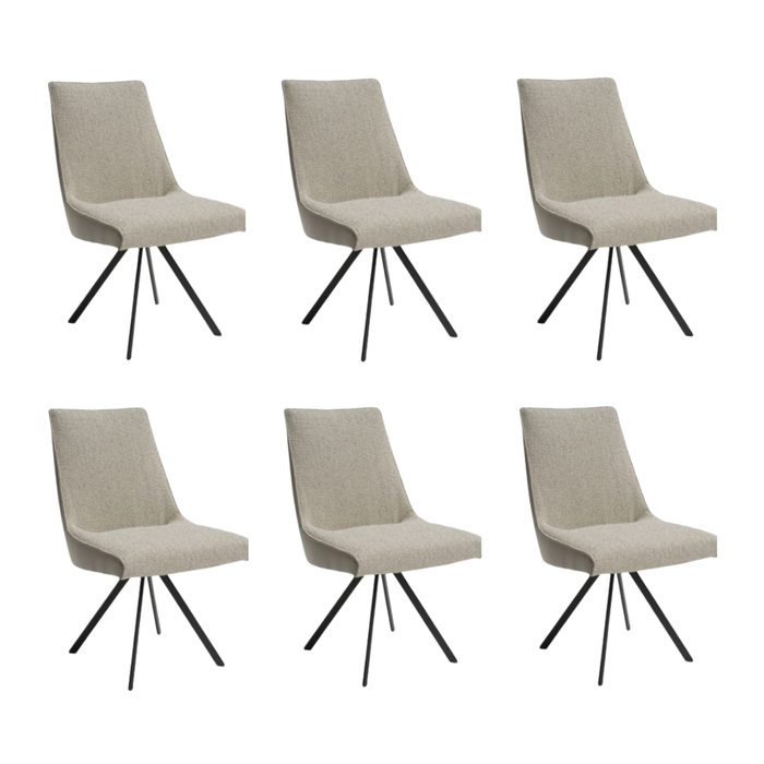 set van 6 beige eetkamerstoelen draaibaar panache bree's new world