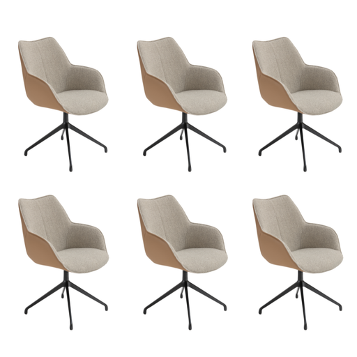 set van 6 eetkamerstoelen duobekleding stof en leer kiq bree's new world