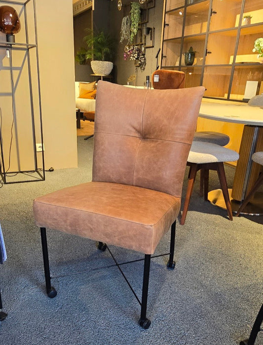 set van 6 rugby cognac leren eetkamerstoelen uitverkoop 