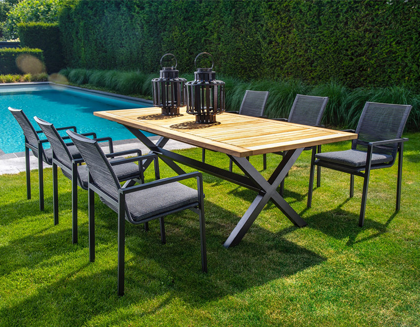 stapelbare tuinstoel ishi zwart donkergrijs Yoi furniture