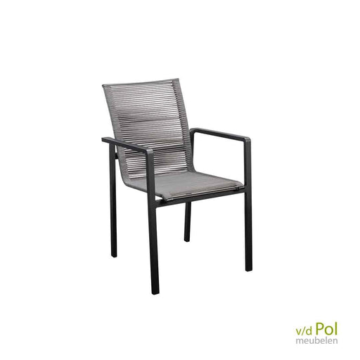 stapelbare tuinstoel ishi zwart frame rope grijs yoi