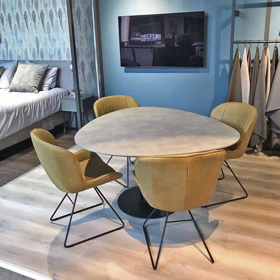 alugrijs organische hpl eettafel steely brees new world