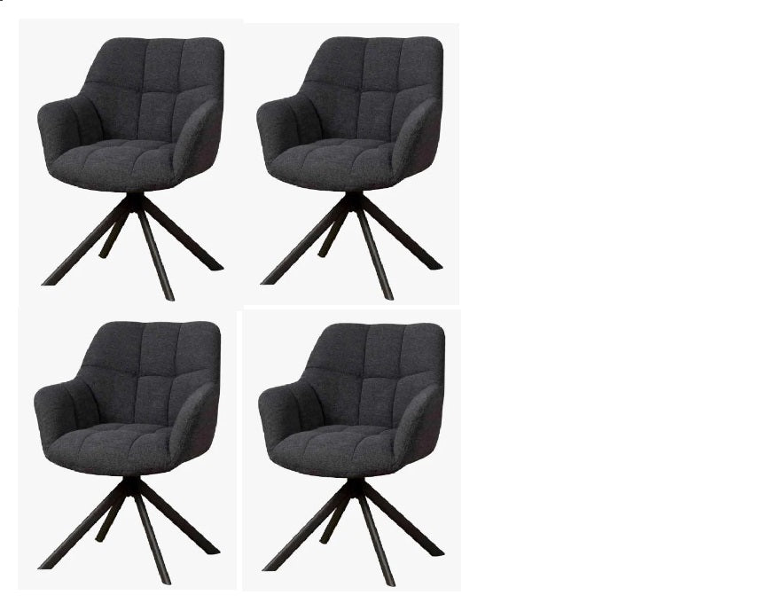 Set van 4 draaibare eetkamerstoelen Alba met armleuning | blauw |Showmodellen