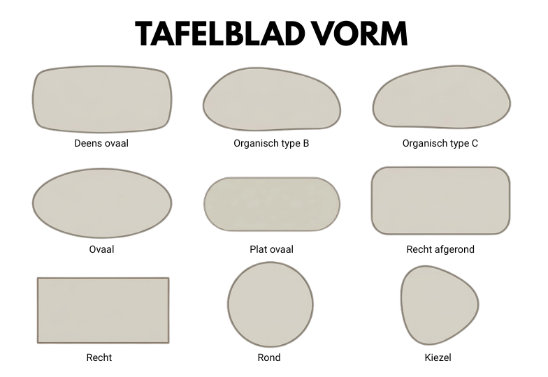 tafelblad vormen vermeer tafels