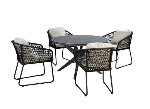 ronde tuintafel black slate calma yoi 120 cm