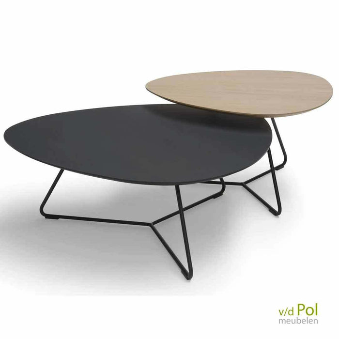 Twinny Top salontafel set eiken houtfineer en salontafel twinny fenix zwart
