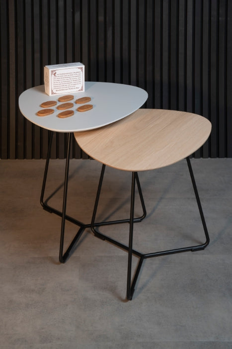 twinny hoektafel set hpl oak en fenix grijs