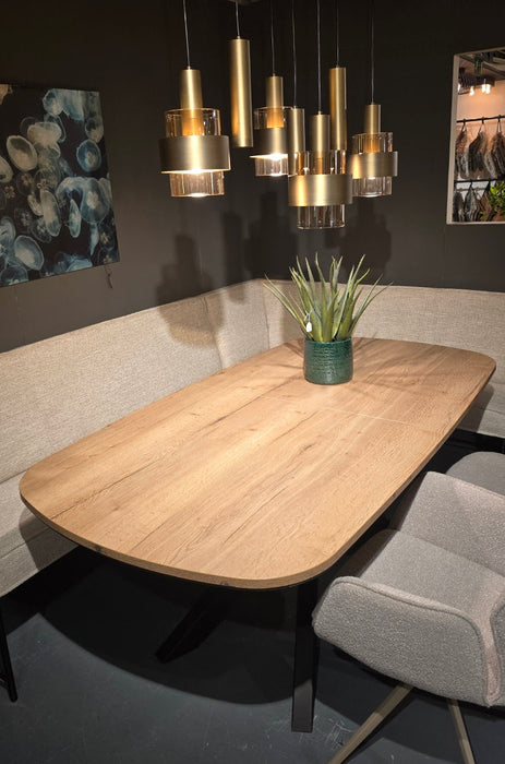 uitschuifbare deens ovale eettafel lamulux natur