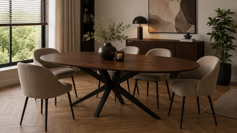 uitschuiftafel donker mangohout verona ovaal
