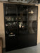zwart-vitrine-buffet-opberg-kast-H230xB180xD40cm-glas-eiken-Utrecht-Bilthoven-uitverkoop-modern-strak-showmodel-sale