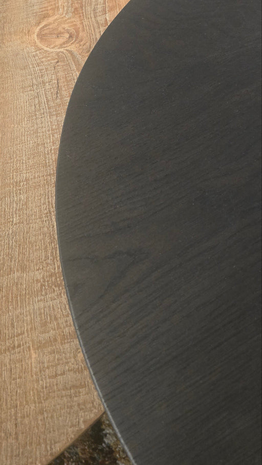 ronde salontafel zwart hout showmodel aanbieding